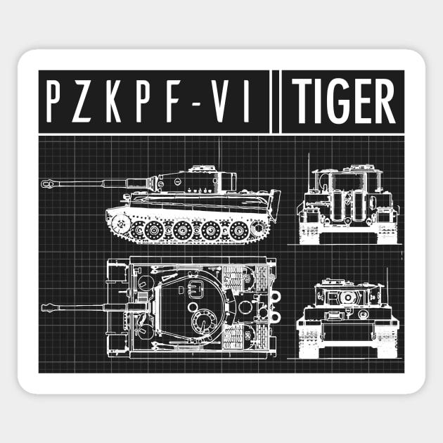 PZKPFW VI BLUEPRINT Sticker by theanomalius_merch